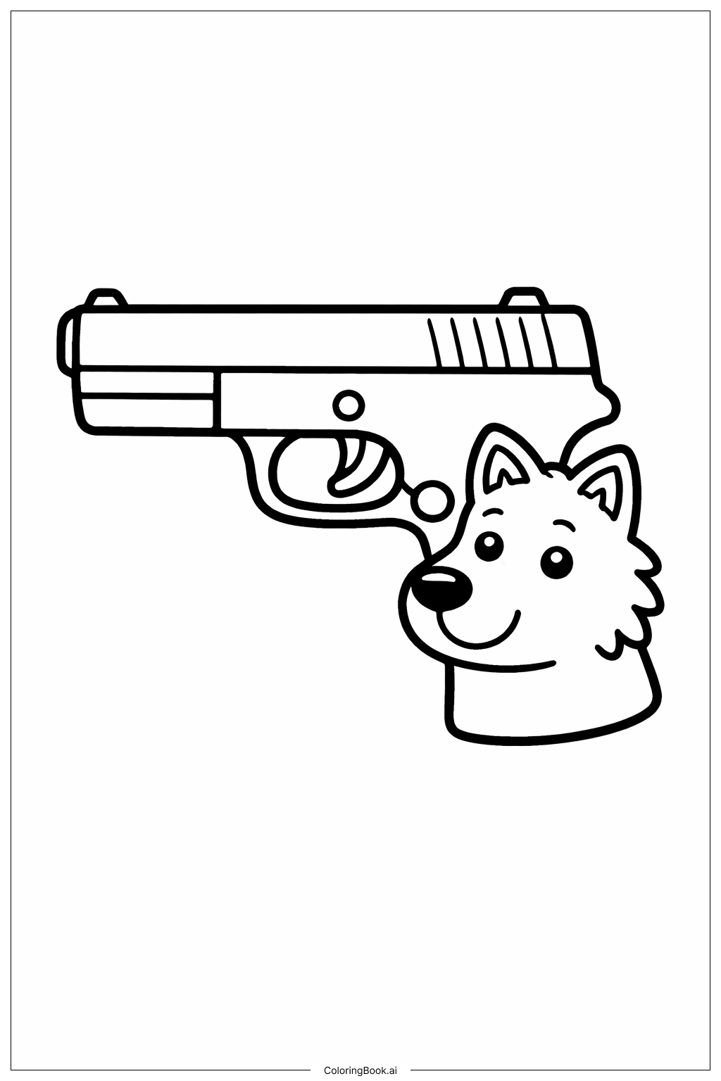  Page de coloriage Pistolet visage d’animal 