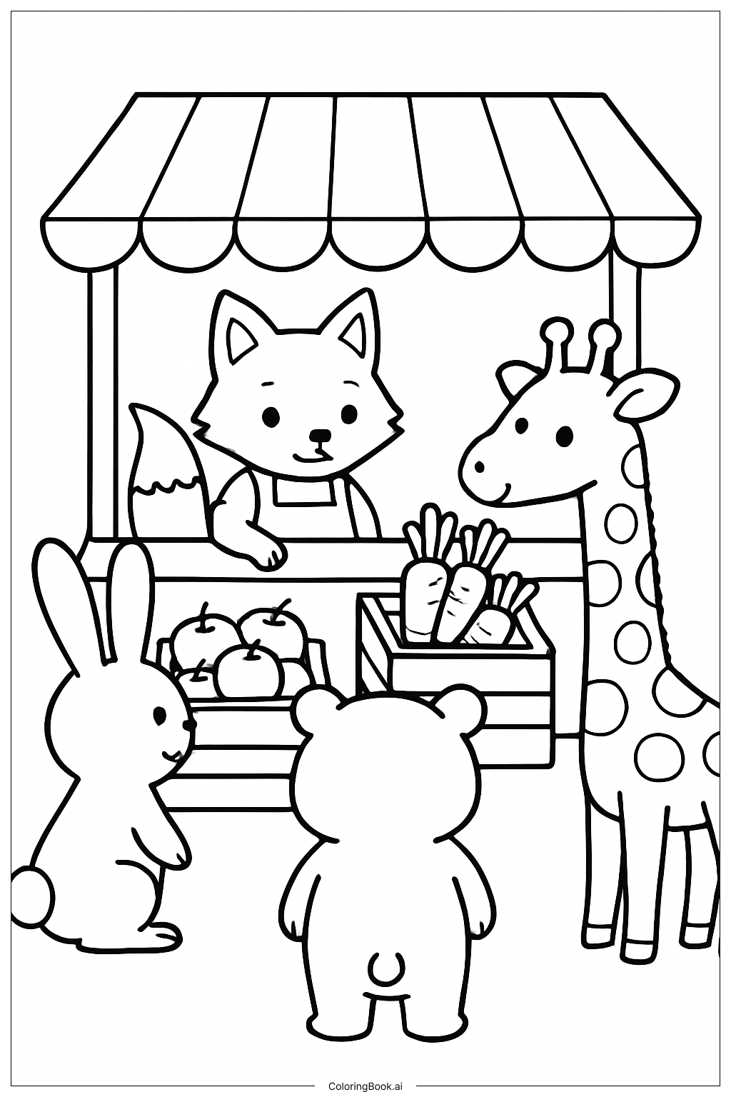  Animal Market Visit Coloring Page 
