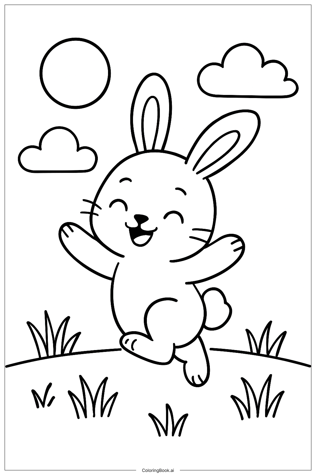 Página para colorir de Animal Brincando no Prado