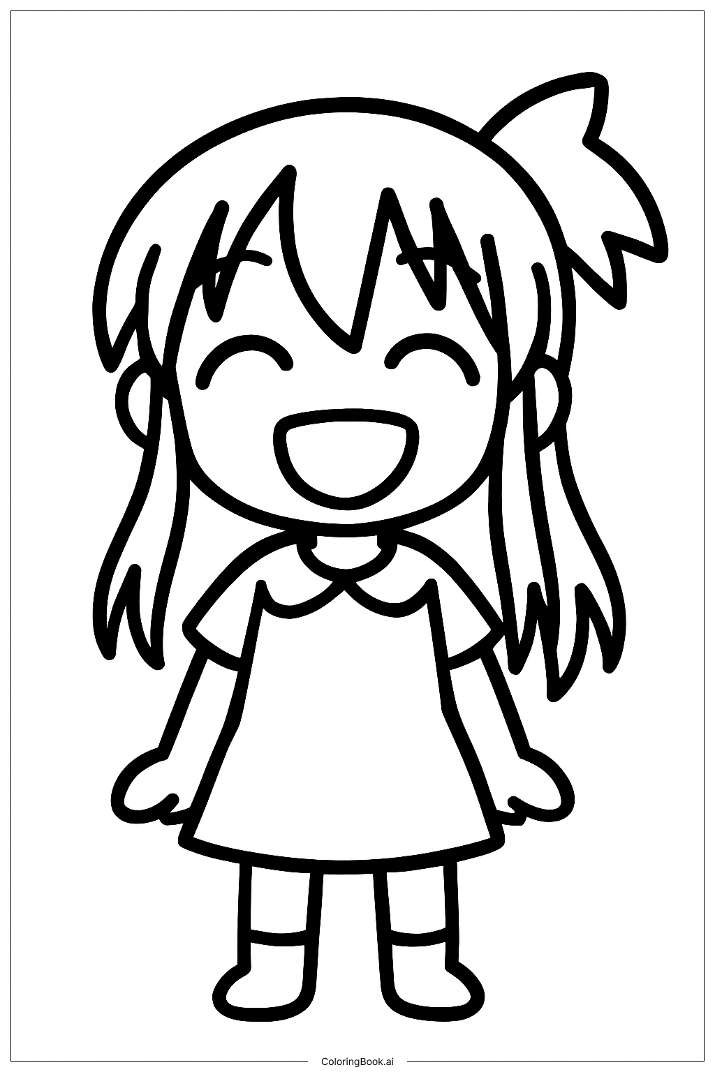 動漫女孩微笑著色頁