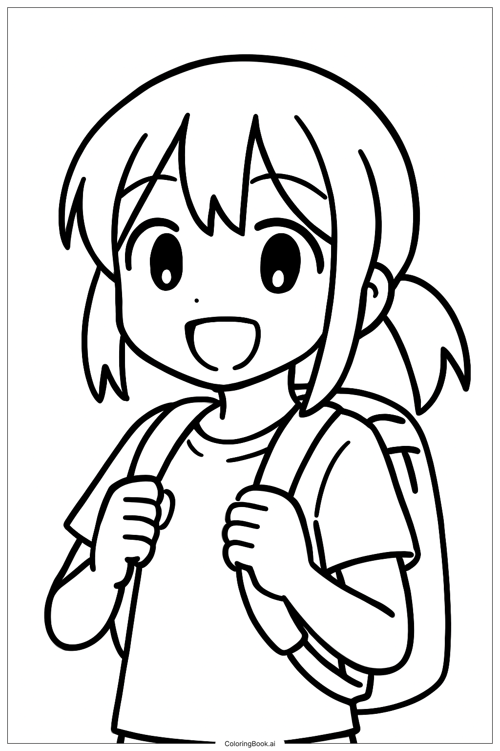 背著後背包的動漫女孩