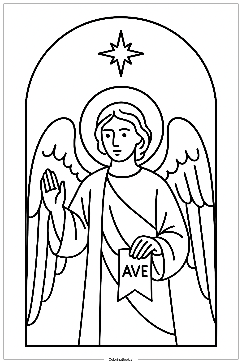  Página para colorir de Estandarte do Anjo da Anunciação 