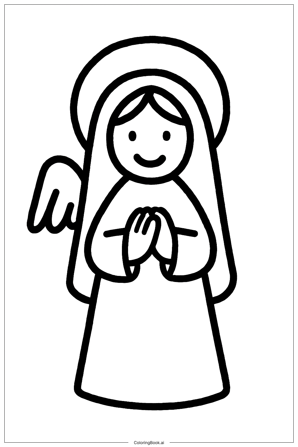 Trang tô màu Maria truyền tin - Chắp tay cầu nguyện
