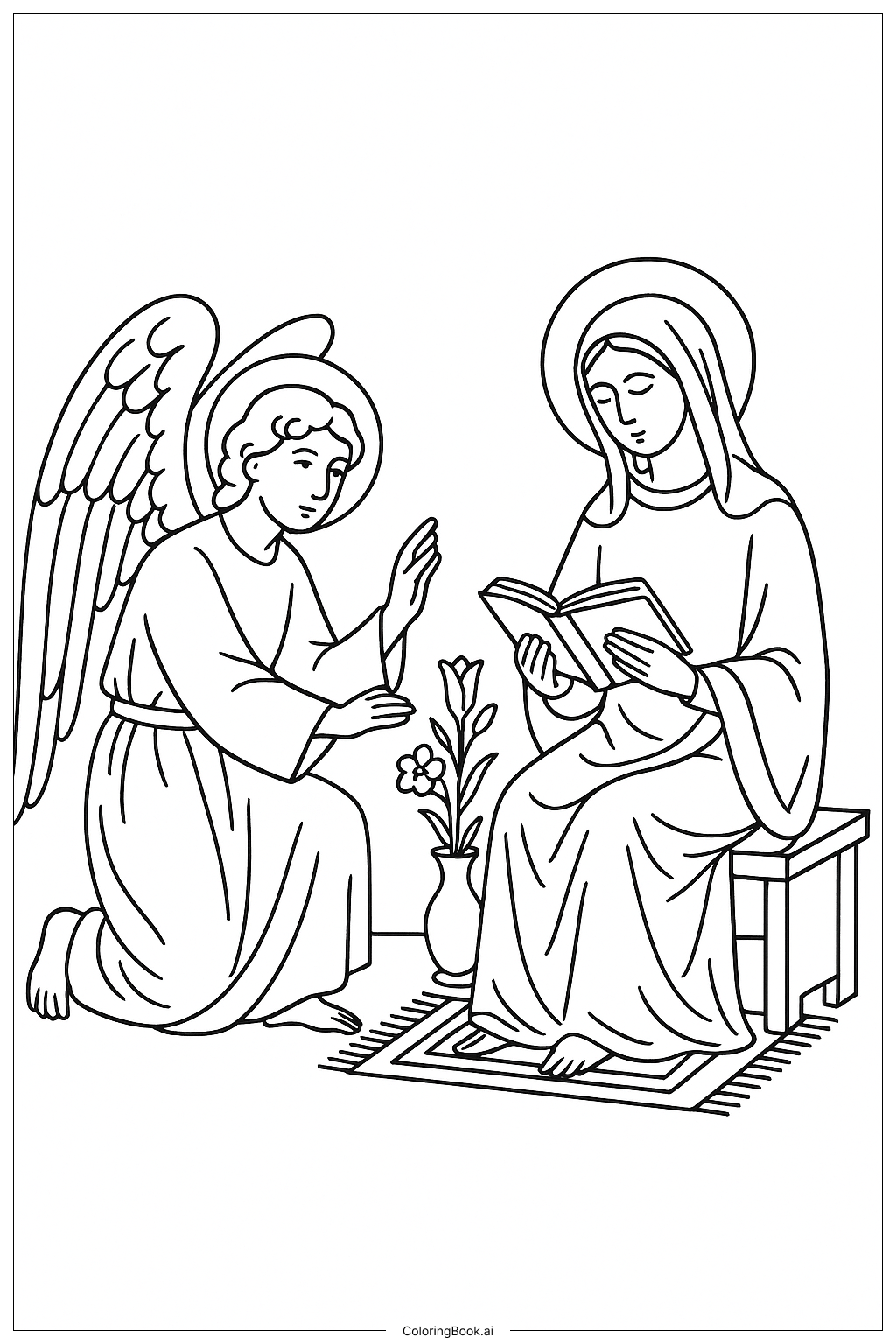  Trang tô màu Truyền Tin Maria Đọc Sách 