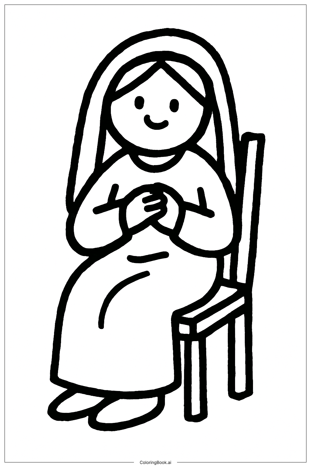 Trang tô màu Maria Thiên Thần Truyền Tin Ngồi