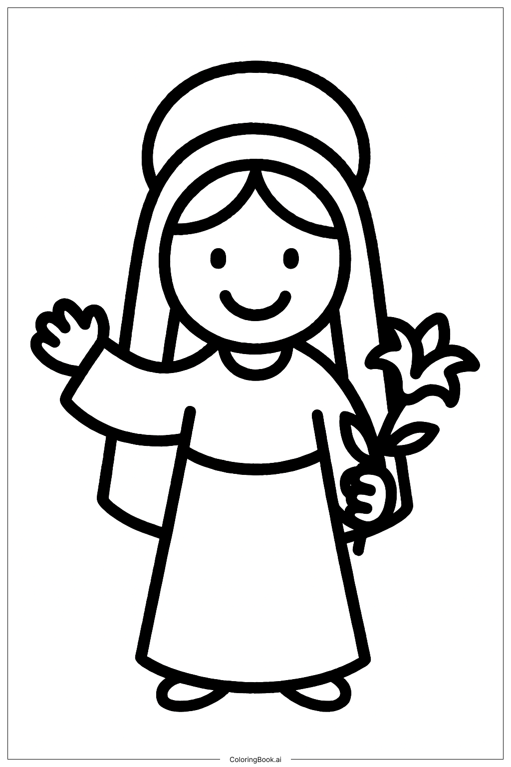 Trang tô màu Mẹ Maria Mỉm Cười trong Truyền Tin