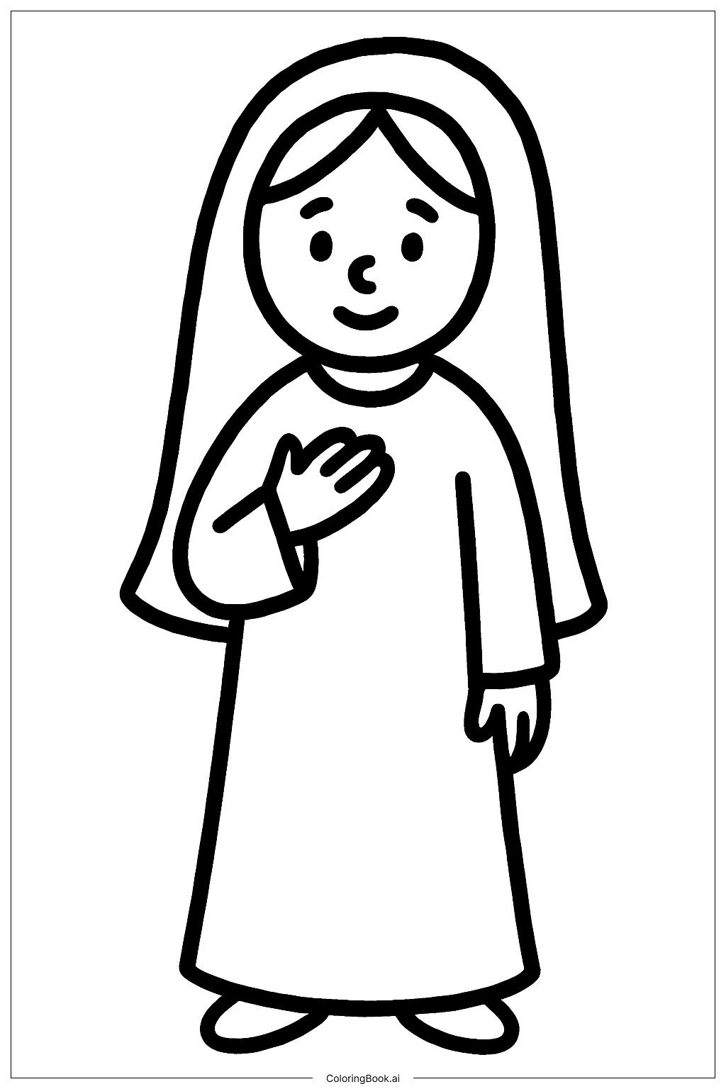  Página para colorir de Anunciação Maria em Pé 