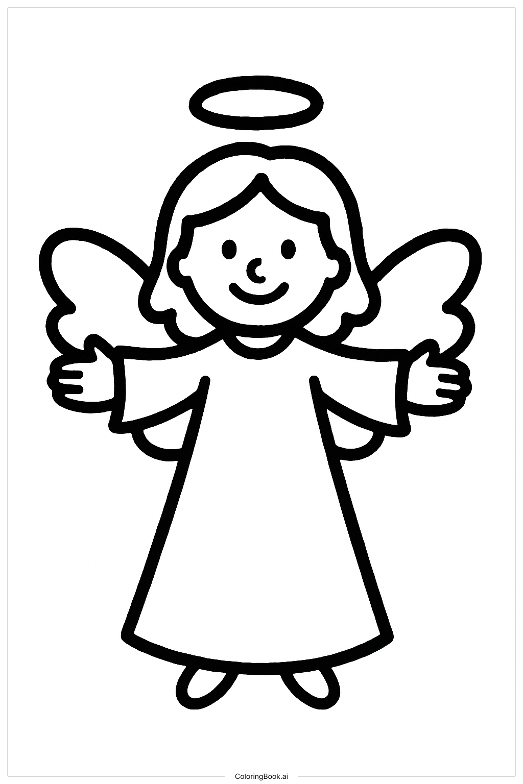  Página para colorir de Anjo da Anunciação de Braços Abertos 