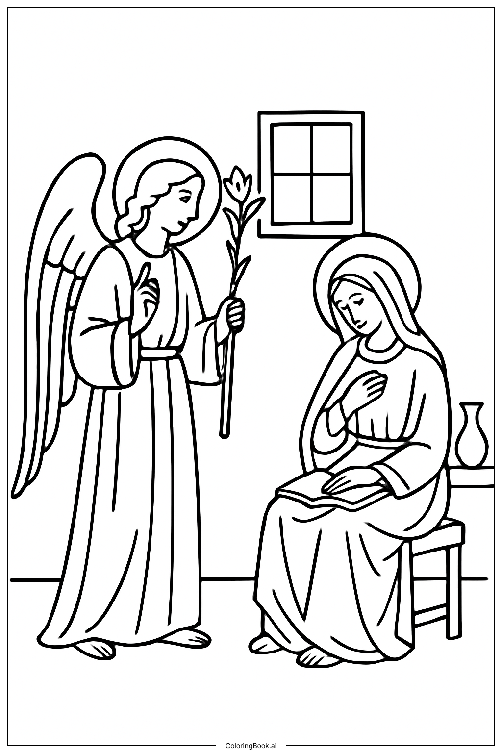  Página para colorir de Visita ao Quarto da Anunciação 