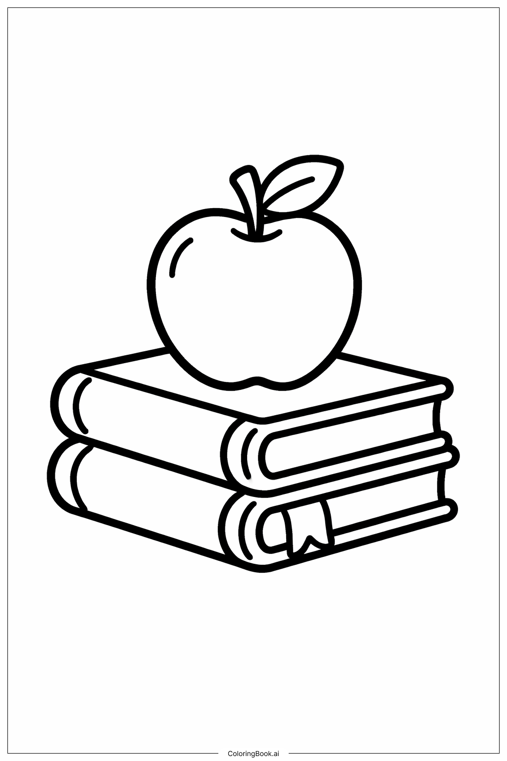  蘋果在書桌上著色頁 