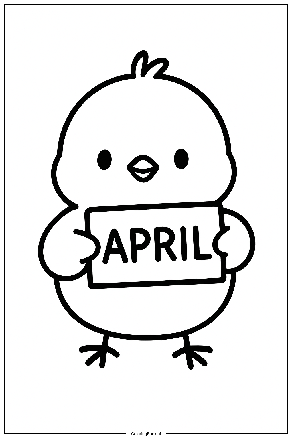  Página para colorear de Pollito de Abril 