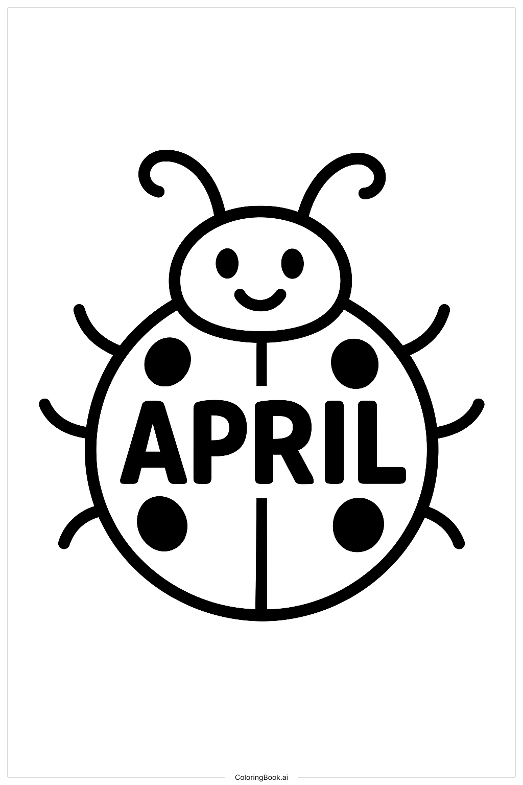  Página para colorear de Mariquita de abril 