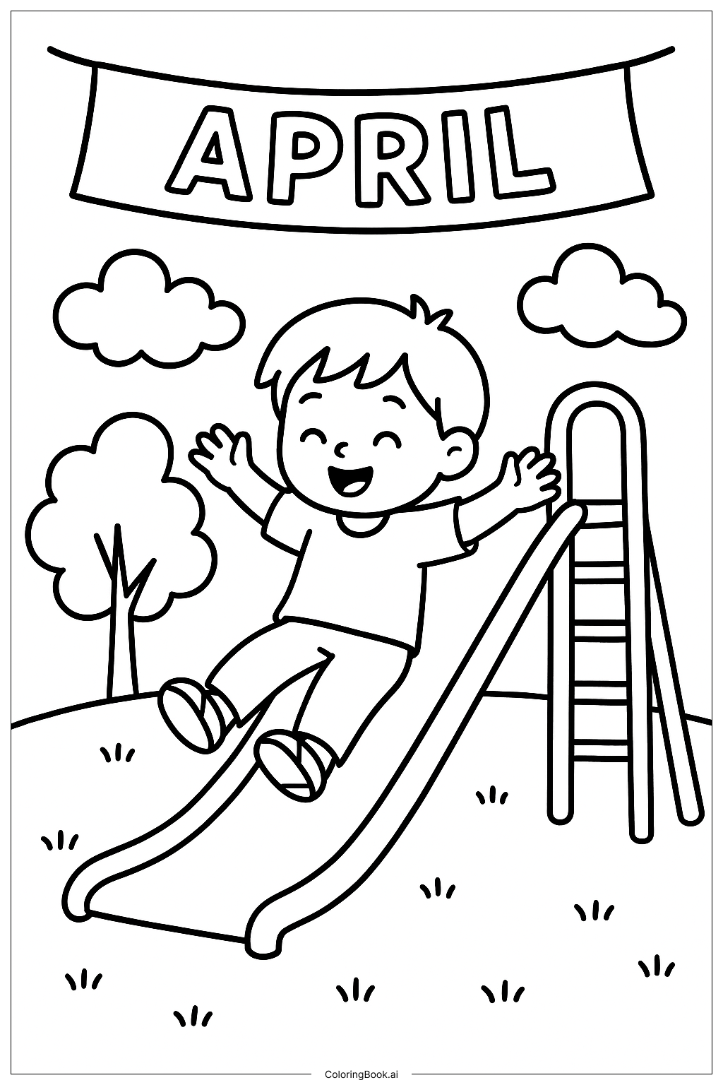 Tobogán del parque en abril