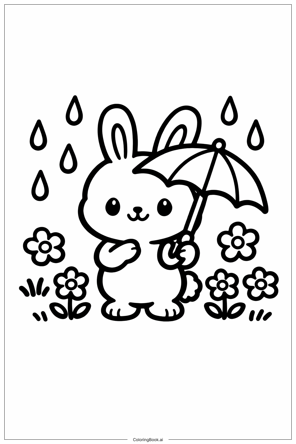 Coelhinho com Guarda-Chuva - Chuvas de Abril Trazem Flores em Maio