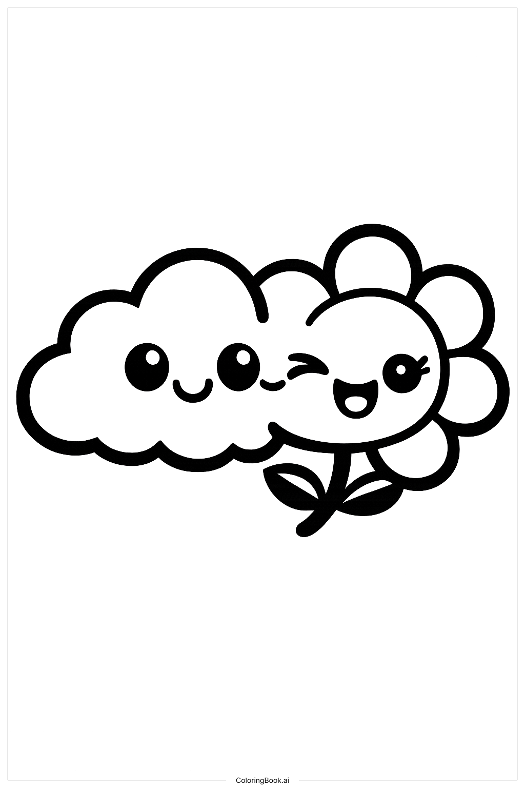  Página para colorir de Chuva de Abril Traz Flores em Maio Nuvem e Flor com Rosto 