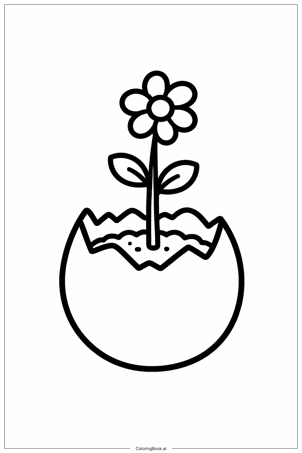  四月的春雨带来五月的花 蛋壳花盆填色页 