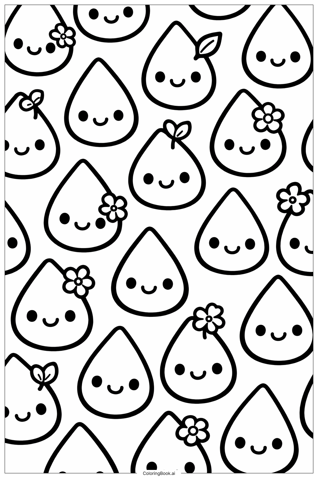  Página para colorir de Chuva de abril traz flores em maio - carinhas de gotas de chuva 