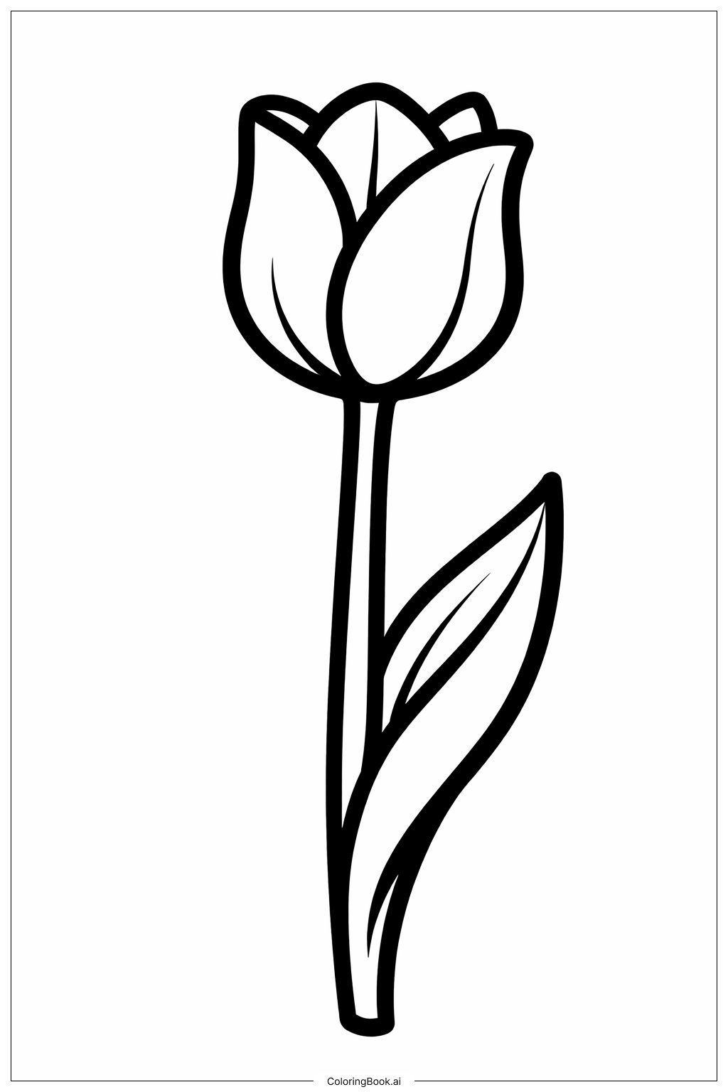  四月的细雨带来五月的花朵 简单郁金香填色页 