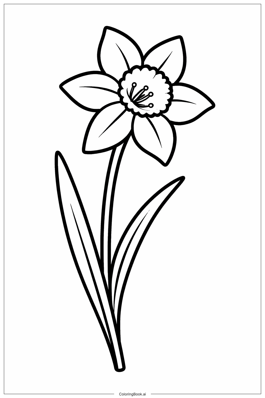  四月雨带来五月花-单朵水仙花填色页 