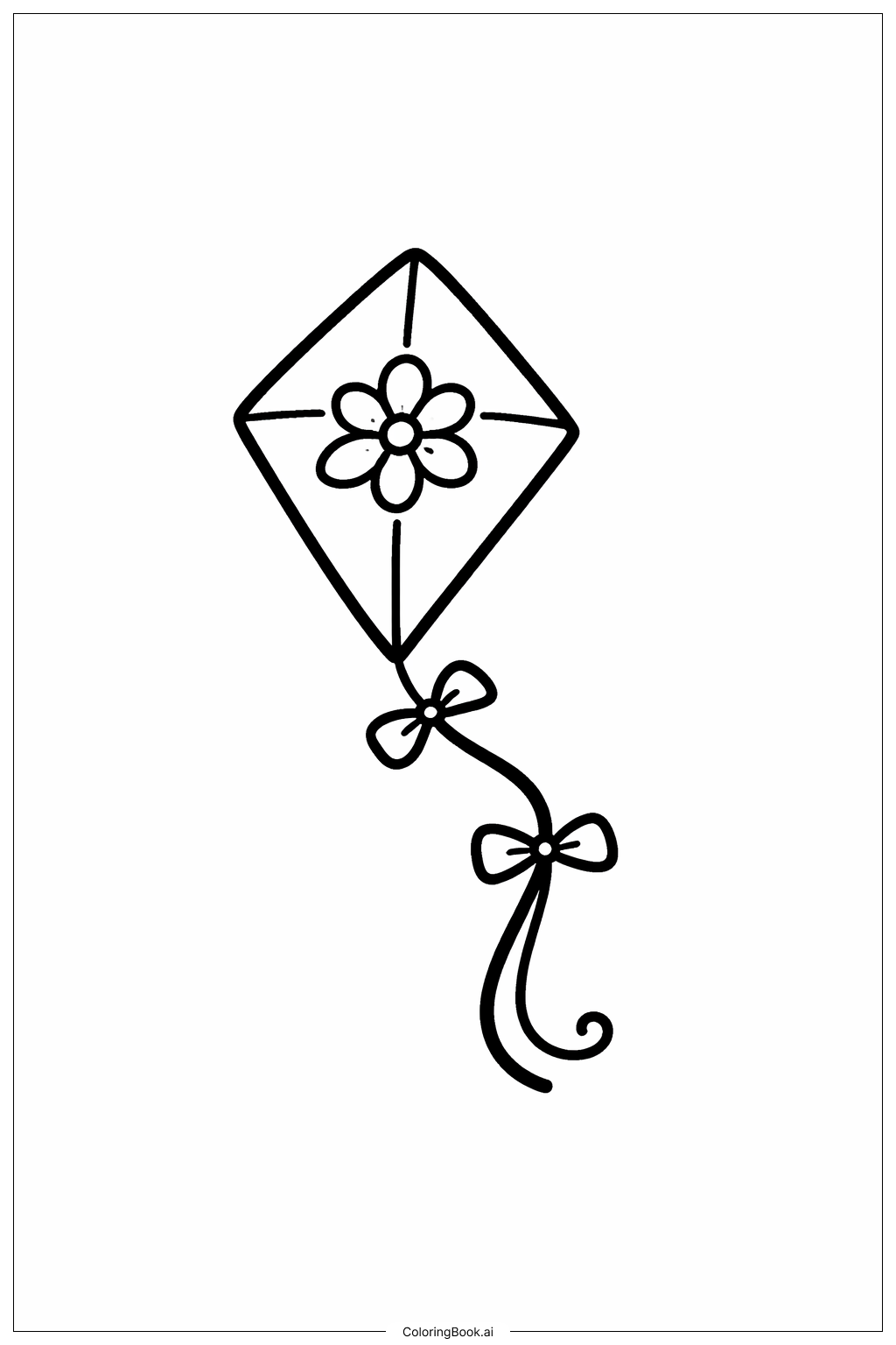  四月的雨带来五月的花-花朵小风筝填色页 