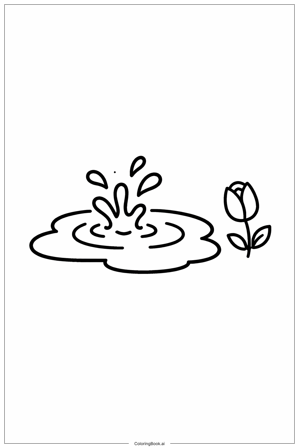  四月阵雨带来五月繁花 小水坑填色页 