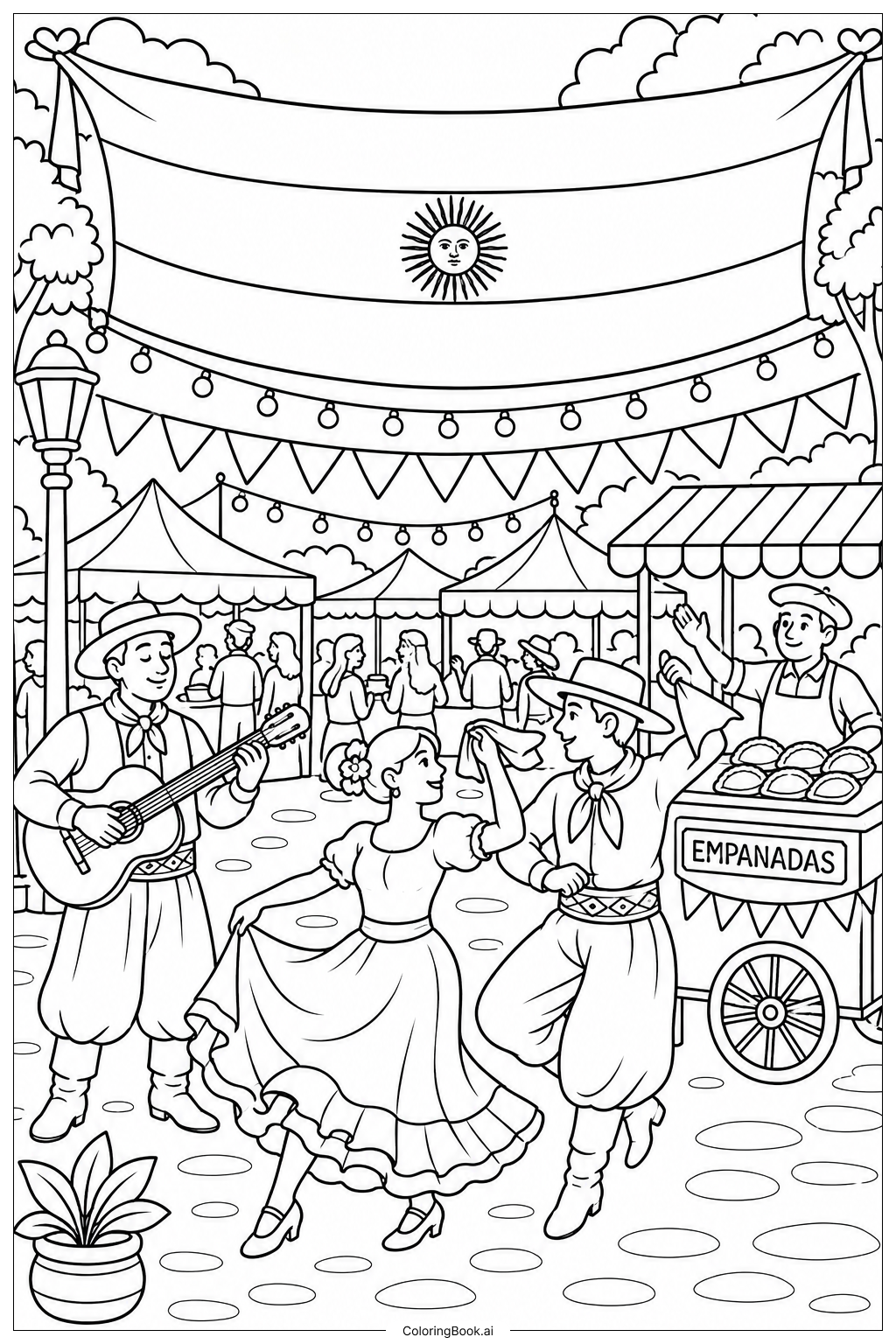 Page de coloriage Festival Culturel du Drapeau Argentin