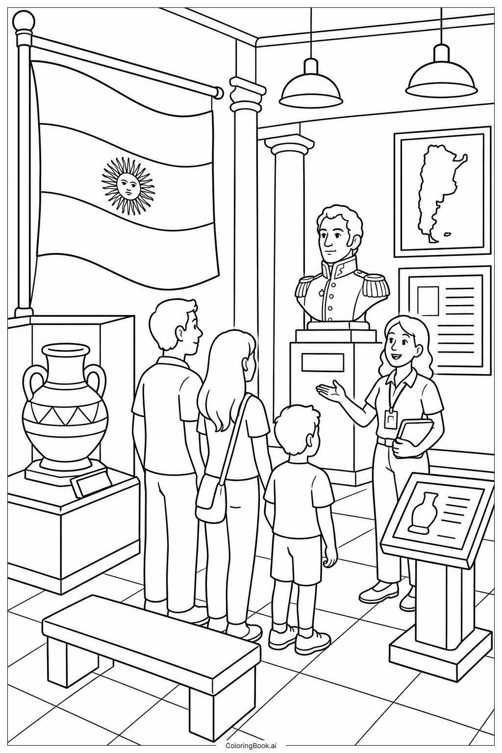 Page de coloriage Intérieur du Musée du Patrimoine du Drapeau Argentin