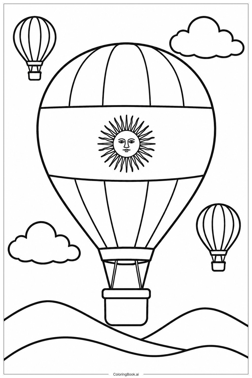 Page de coloriage Montgolfières au Drapeau de l'Argentine