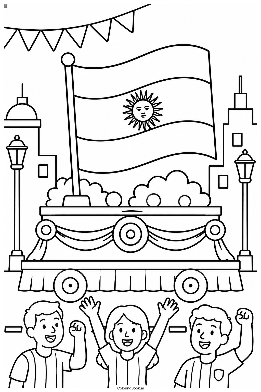 Page de coloriage Char d'Apparat du Drapeau Argentin