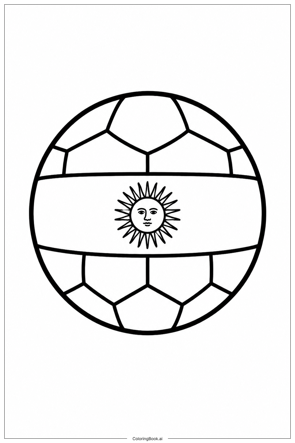 Page de coloriage Ballon de Football au Drapeau Argentin