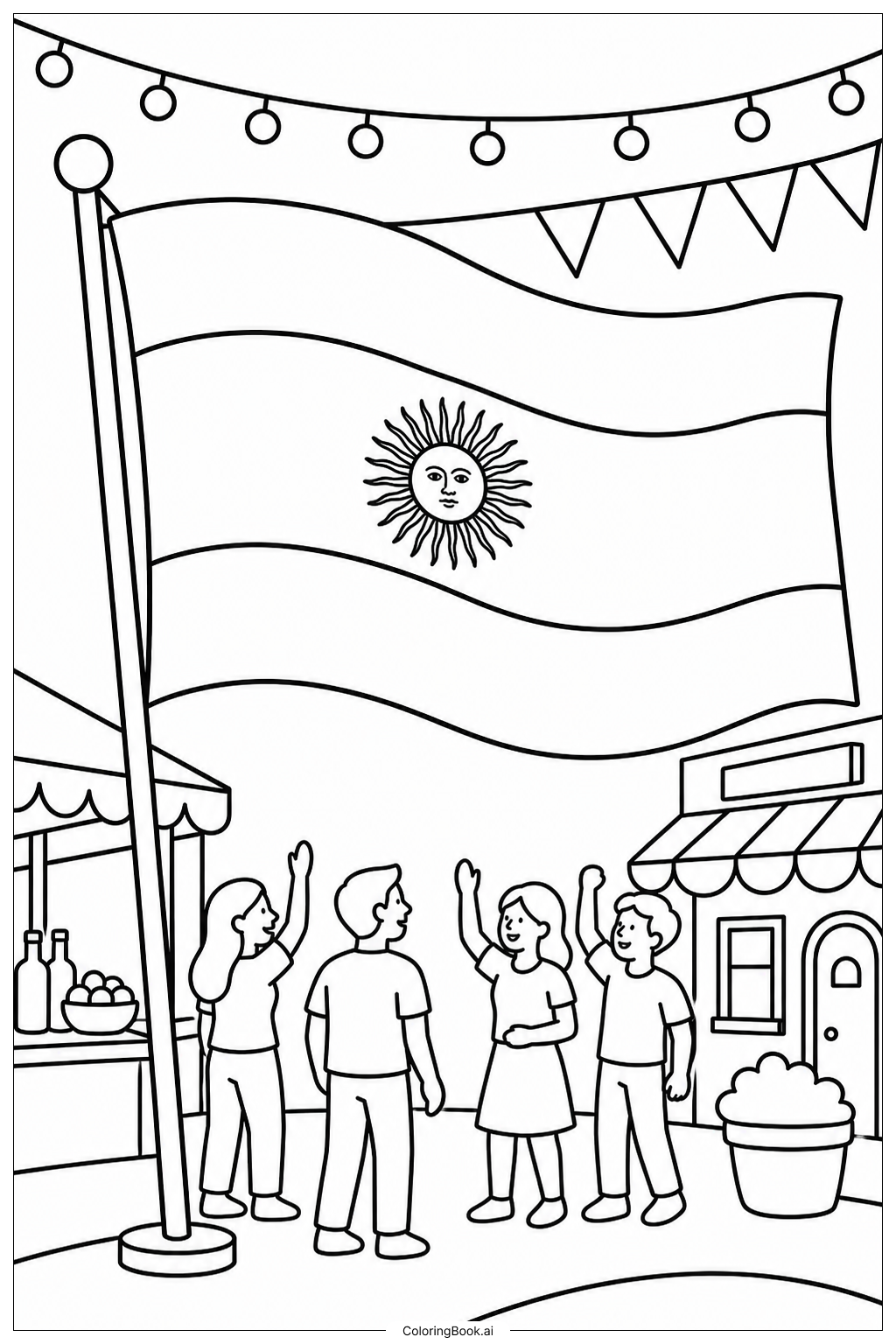 Page de coloriage Festival de Rue du Drapeau Argentin