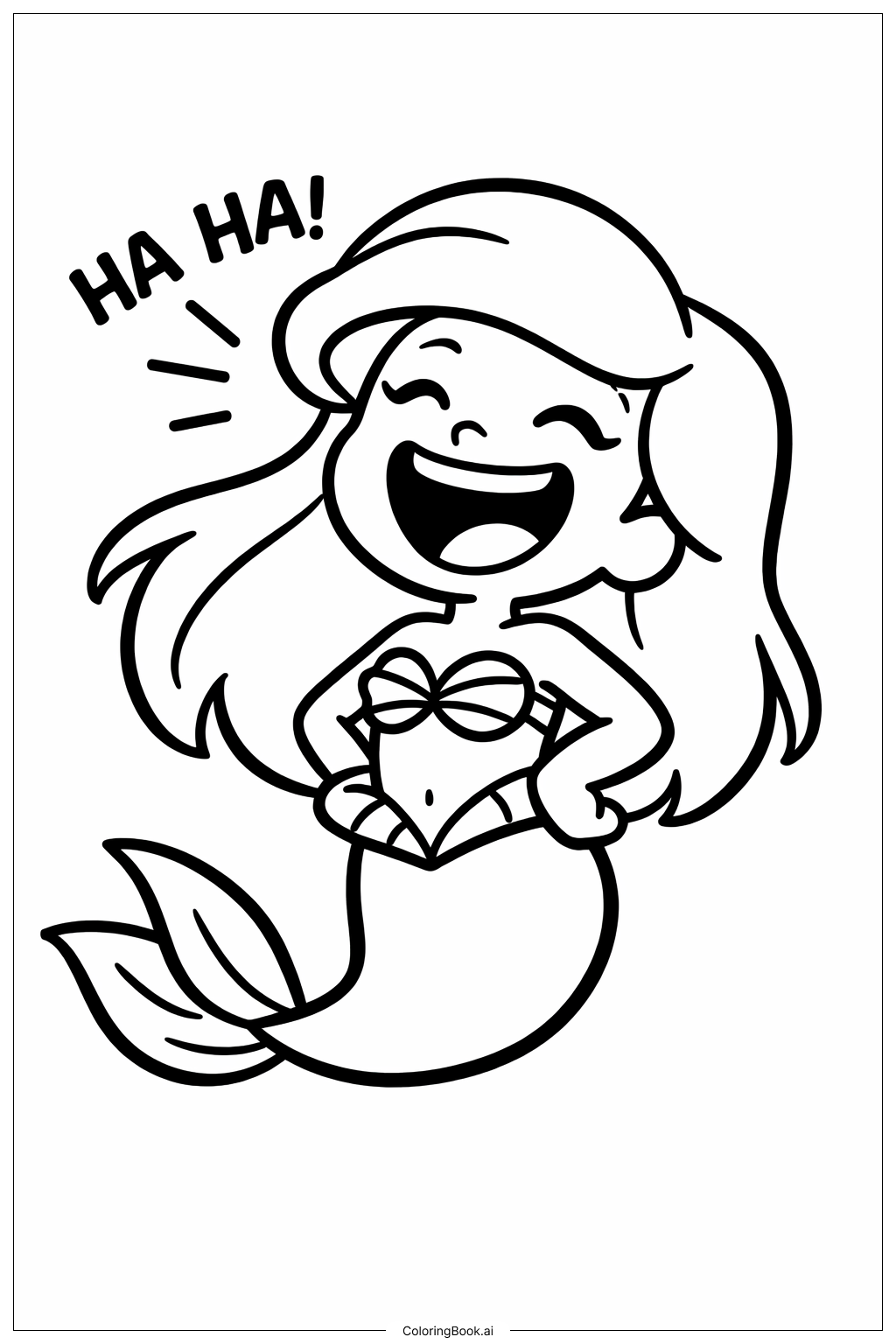  Trang tô màu Nàng Tiên Cá Ariel Cười Vui 