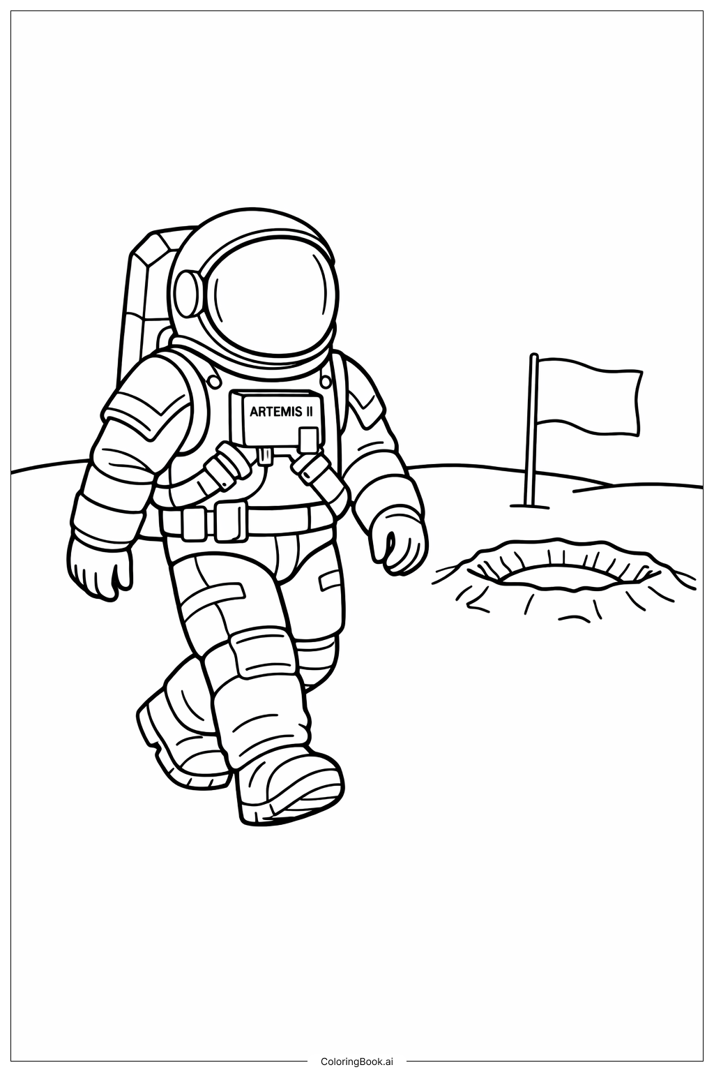  阿尔忒弥斯二号宇航员月球行走填色页 