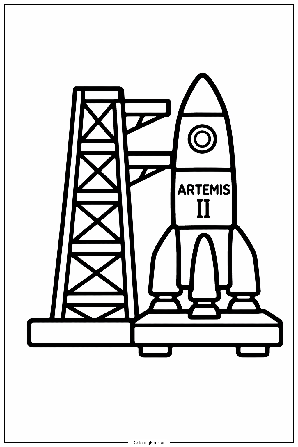  Página para colorear de Ícono de la Plataforma de Lanzamiento Artemis II 