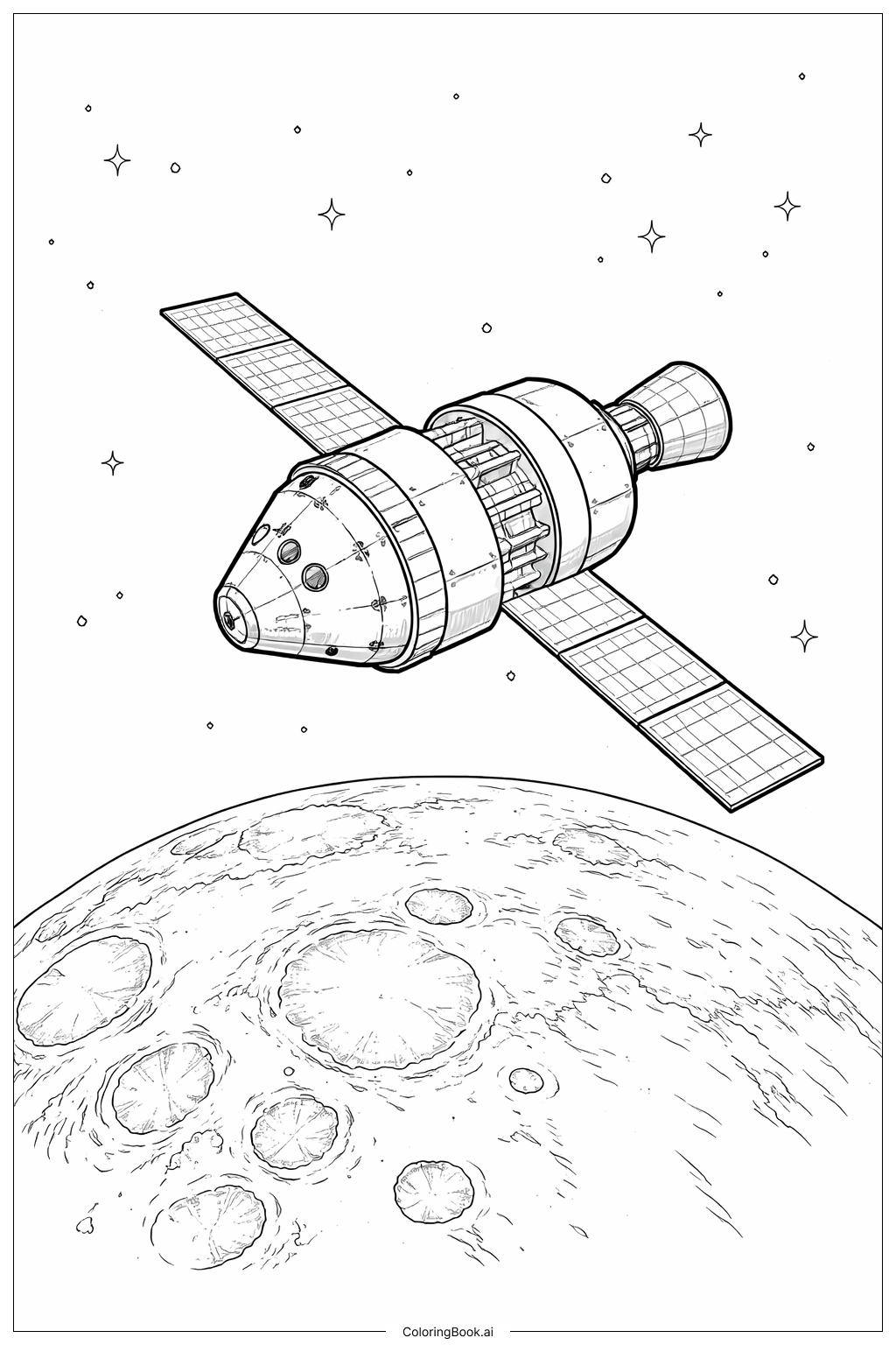 Página para colorir de Vista da Órbita Lunar Artemis II