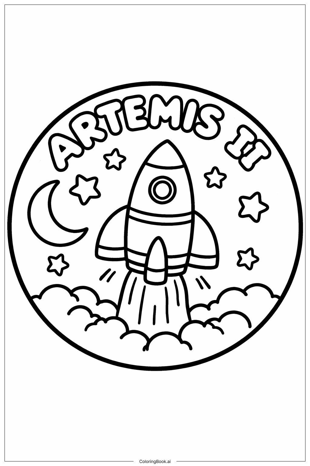  아르테미스 II 임무 패치 색칠공부 페이지 
