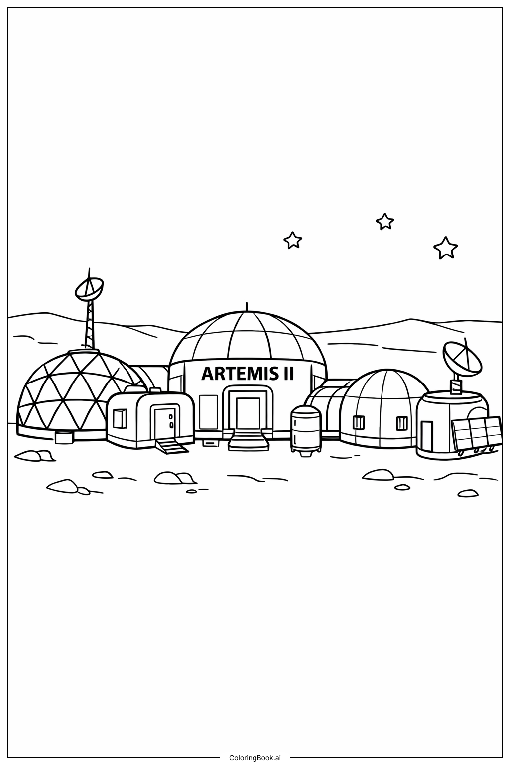 Artemis II Moon Base Sketch Coloring Page