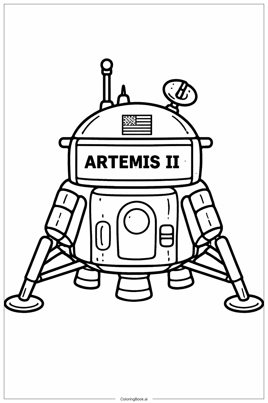  아르테미스 II 달 착륙선 색칠공부 페이지 