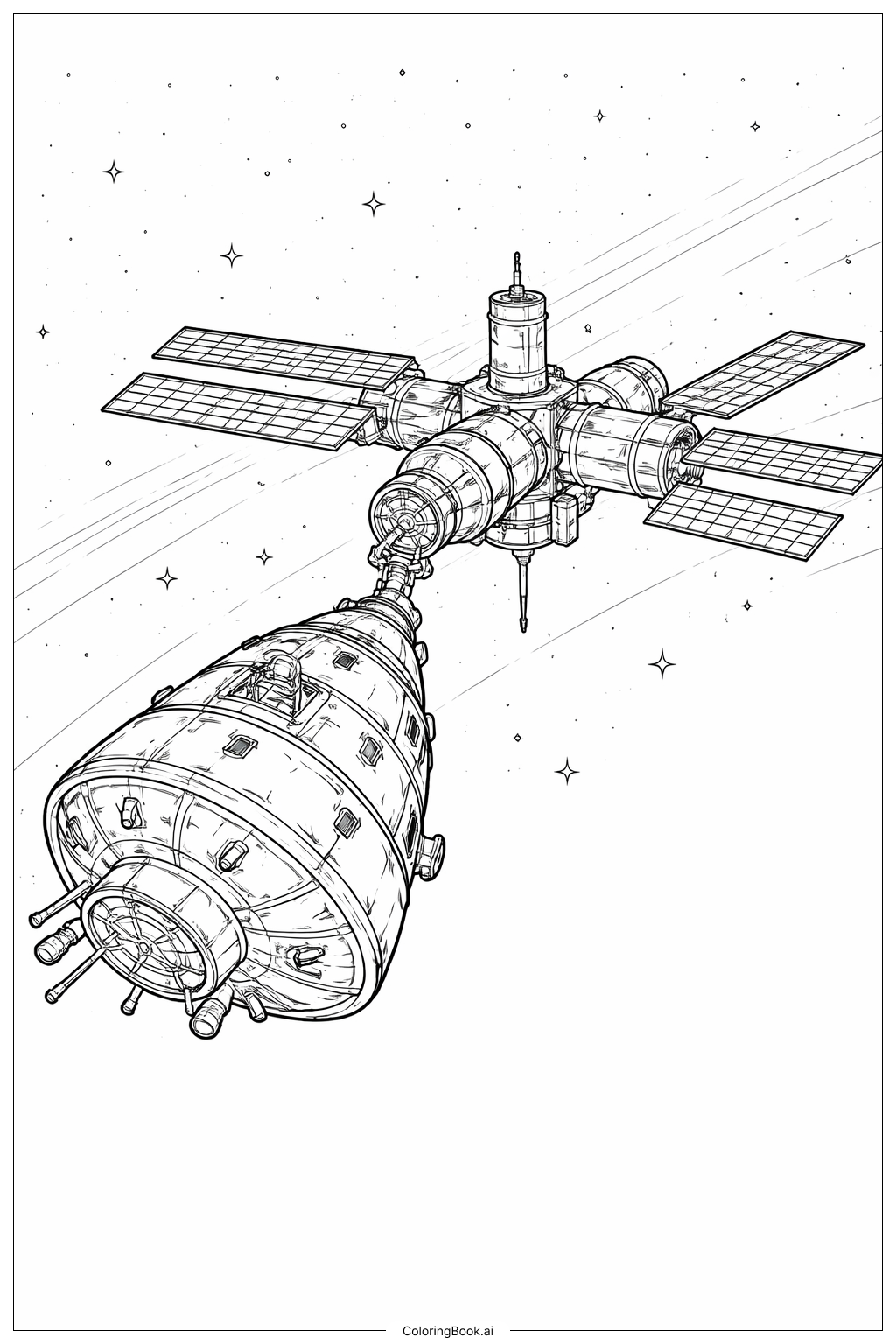 Trang tô màu Artemis II Tàu con Orion Docking Với Trạm Gateway