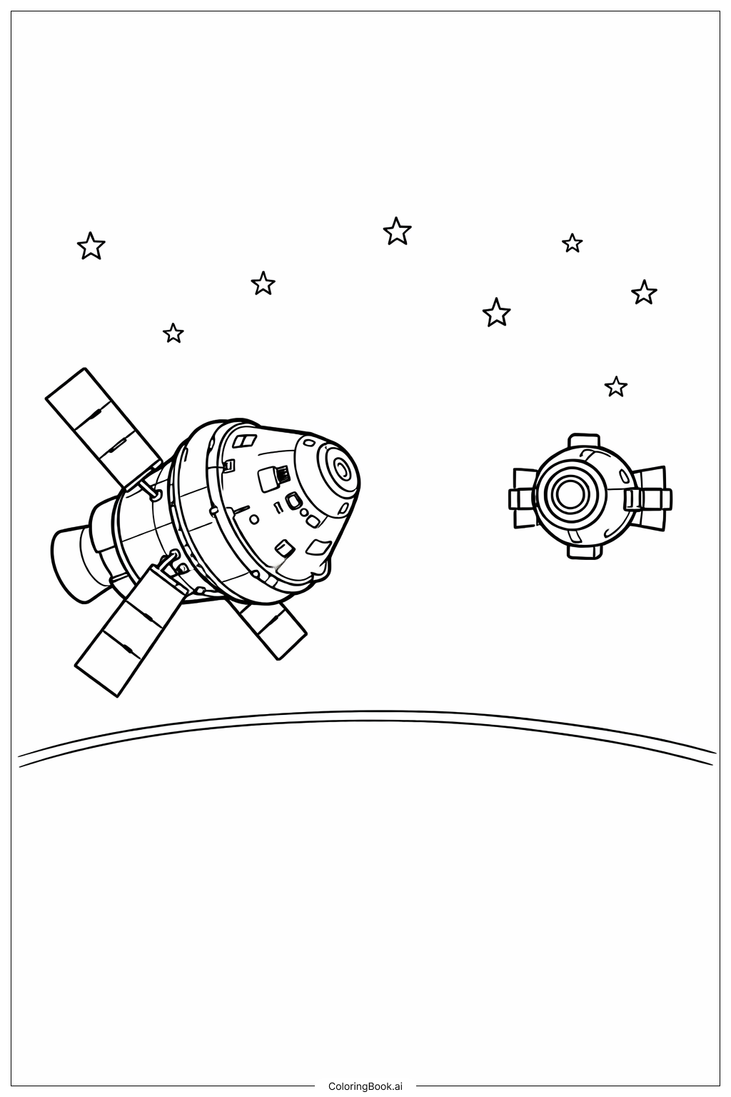  阿尔忒弥斯二号猎户座对接场景填色页 
