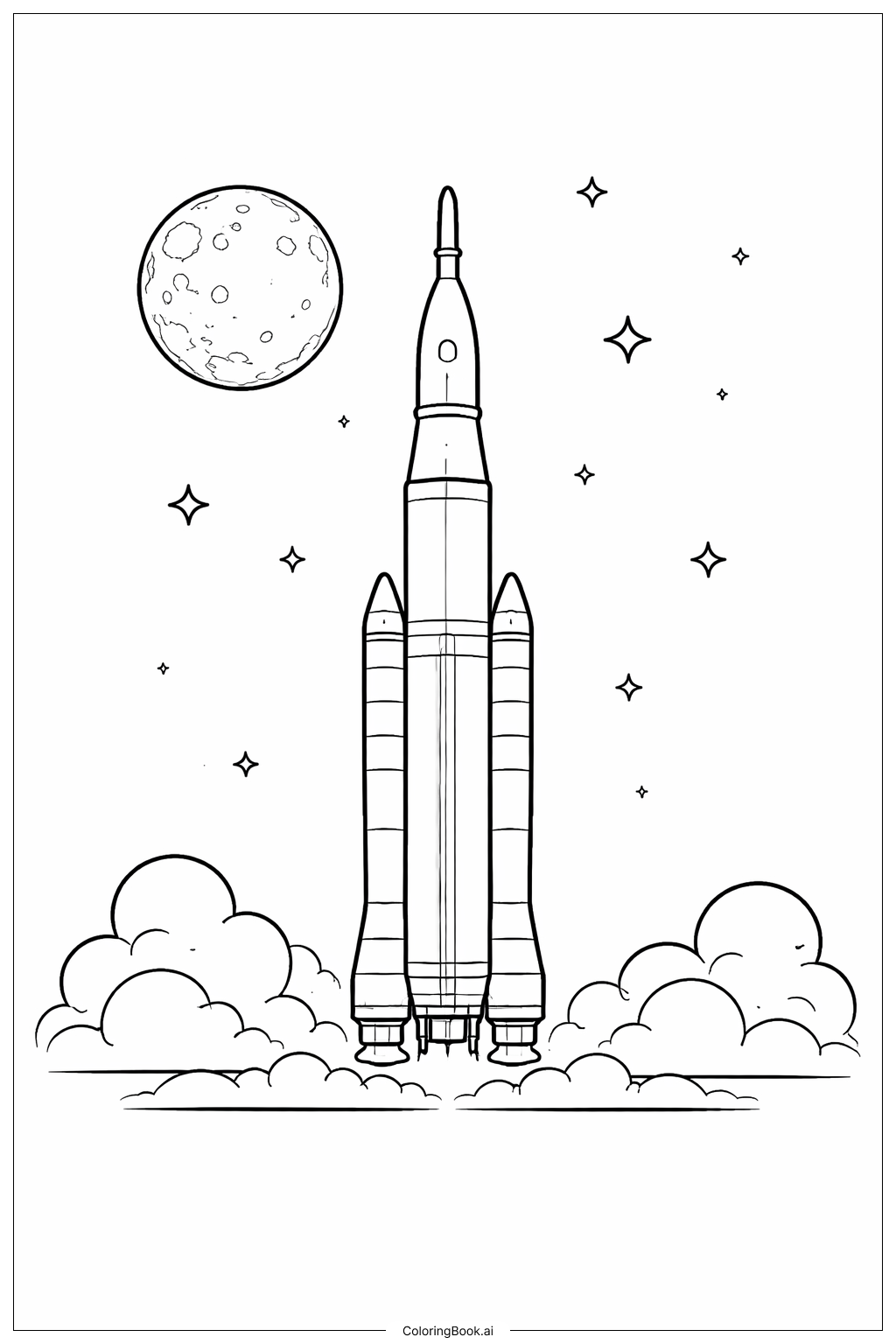 Trang tô màu Bầu Trời Đêm Tên Lửa Artemis II