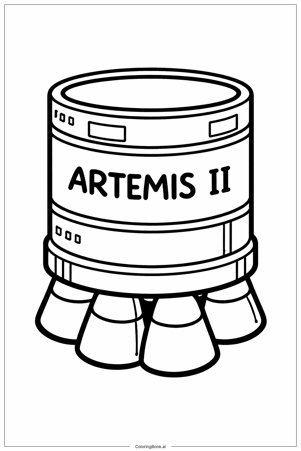 아르테미스 II 로켓 단계 색칠공부 페이지