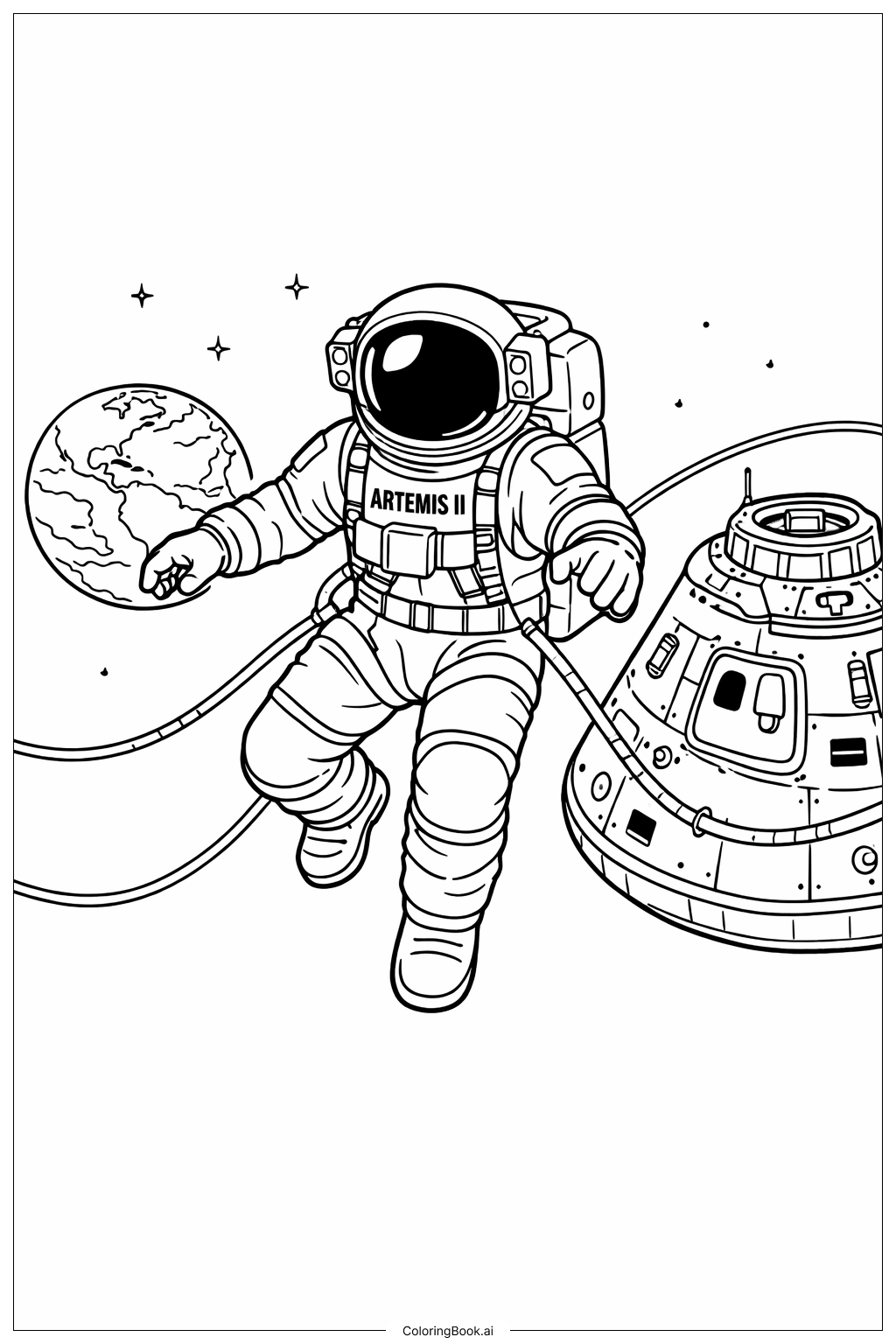  Artemis II 太空漫步維修著色頁 