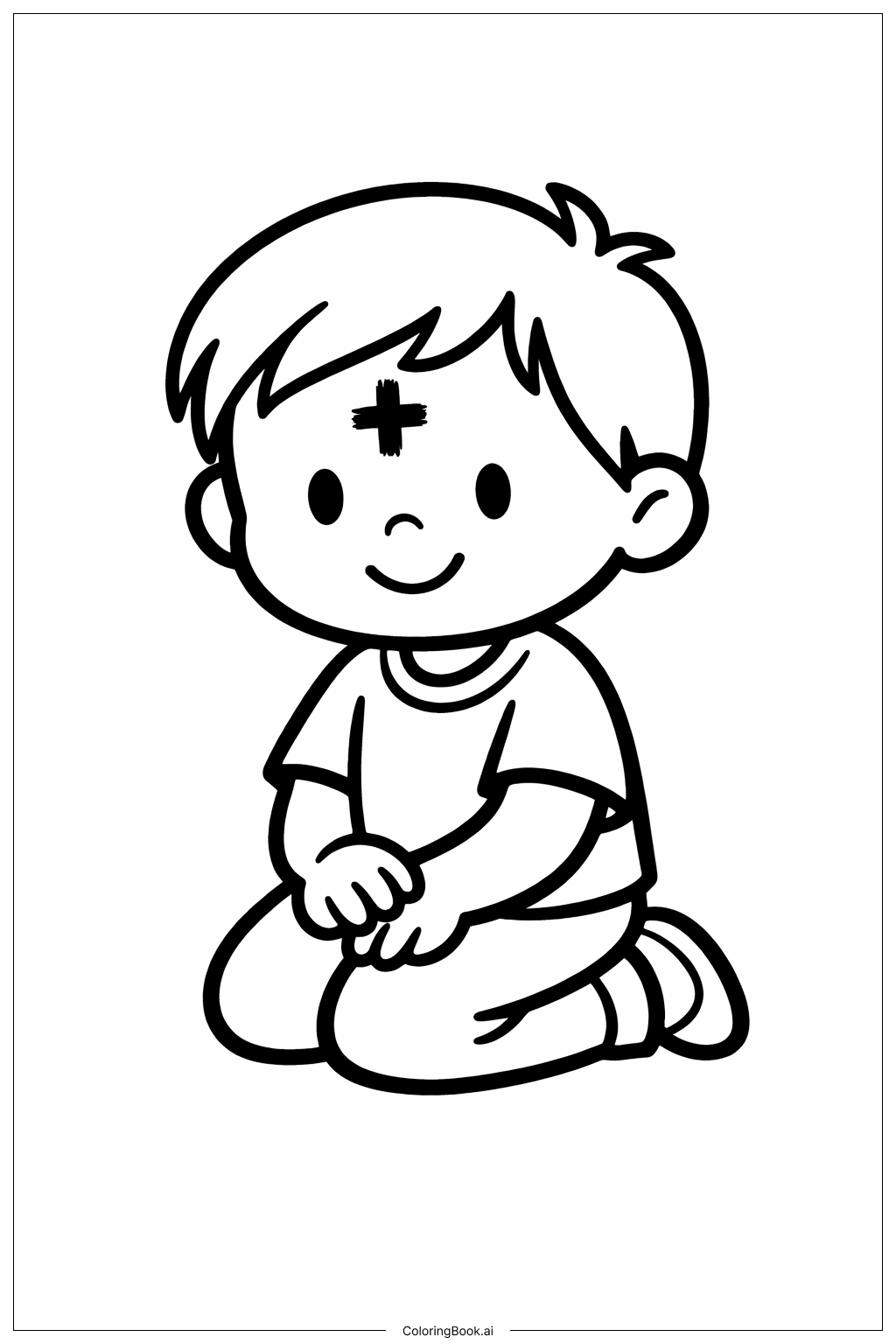  圣灰星期三跪着的孩子填色页 