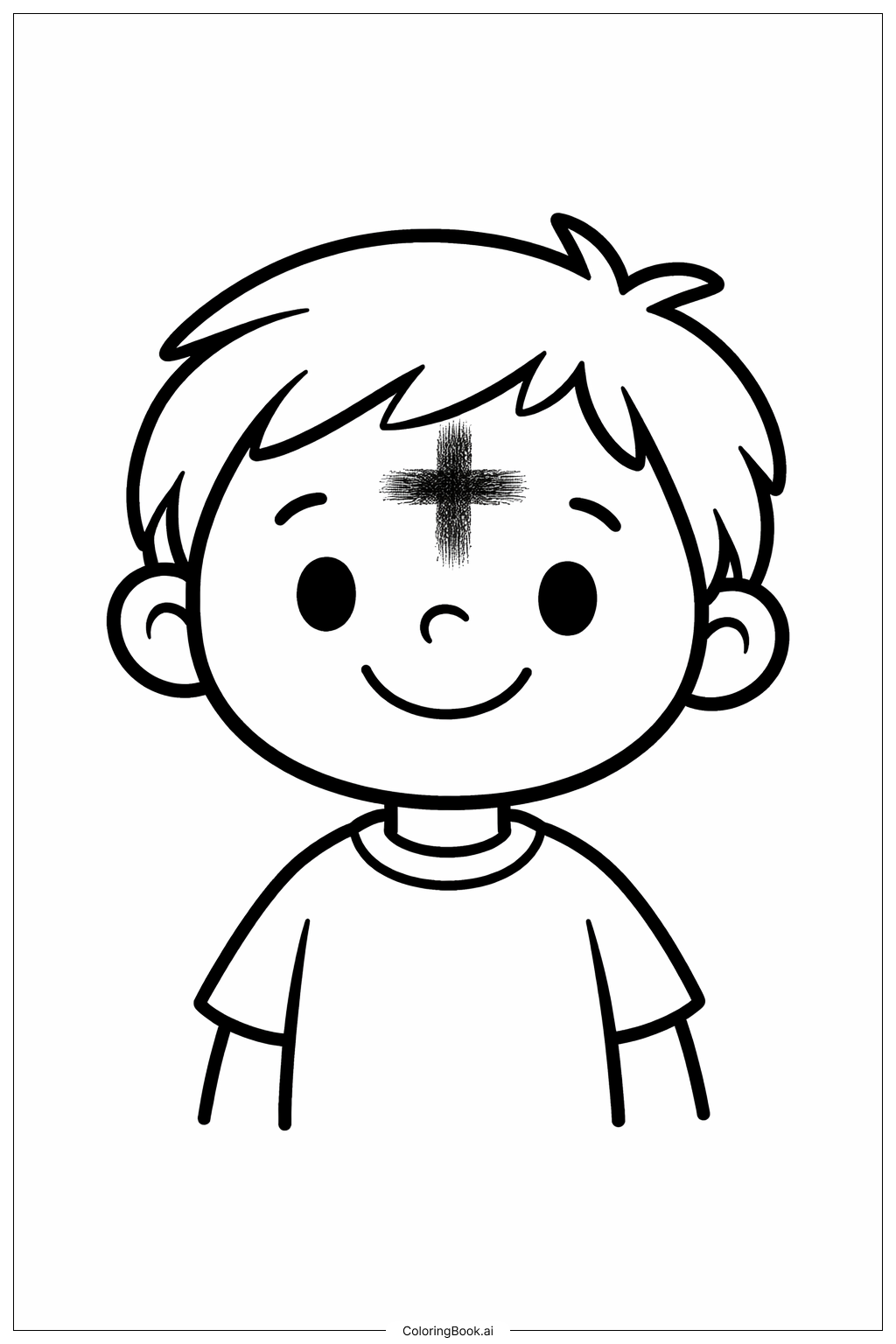  圣灰星期三额头上的十字印填色页 