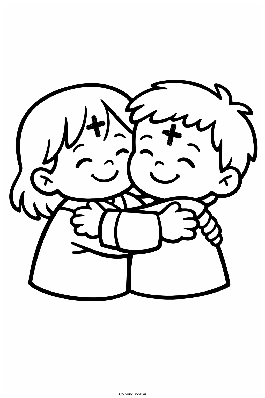  圣灰星期三礼拜后的拥抱填色页 