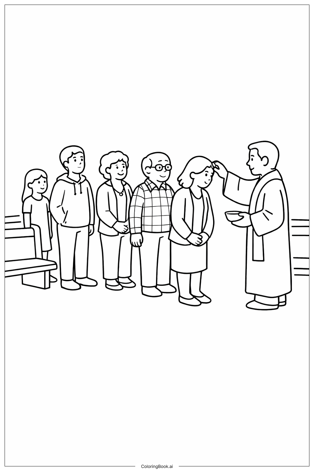 圣灰星期三排队等候领取圣灰的人群