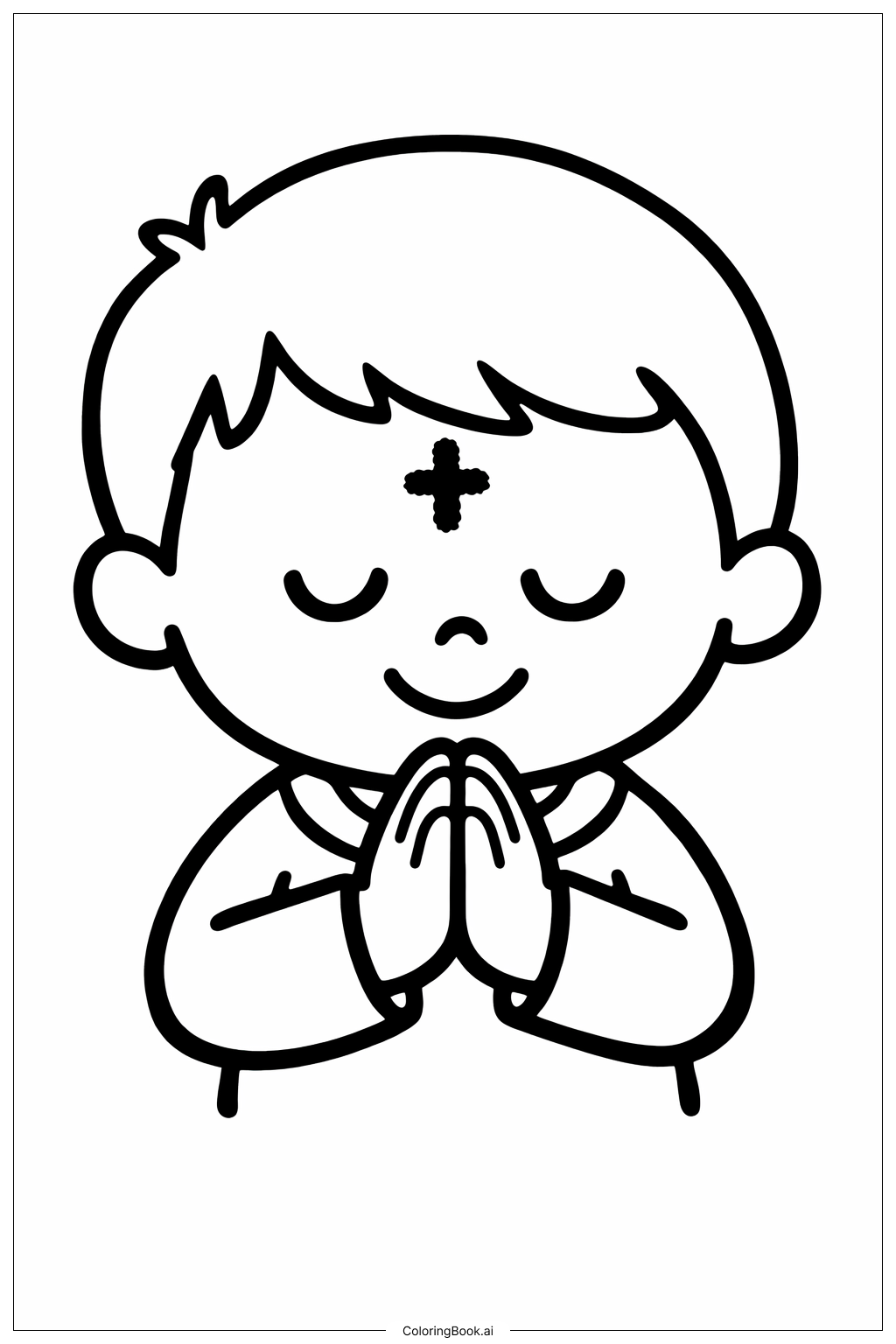  圣灰星期三祈祷小孩填色页 