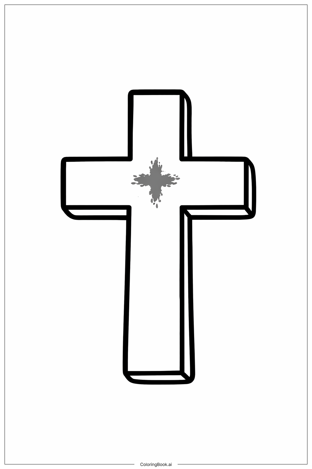  圣灰星期三简易十字架图标填色页 