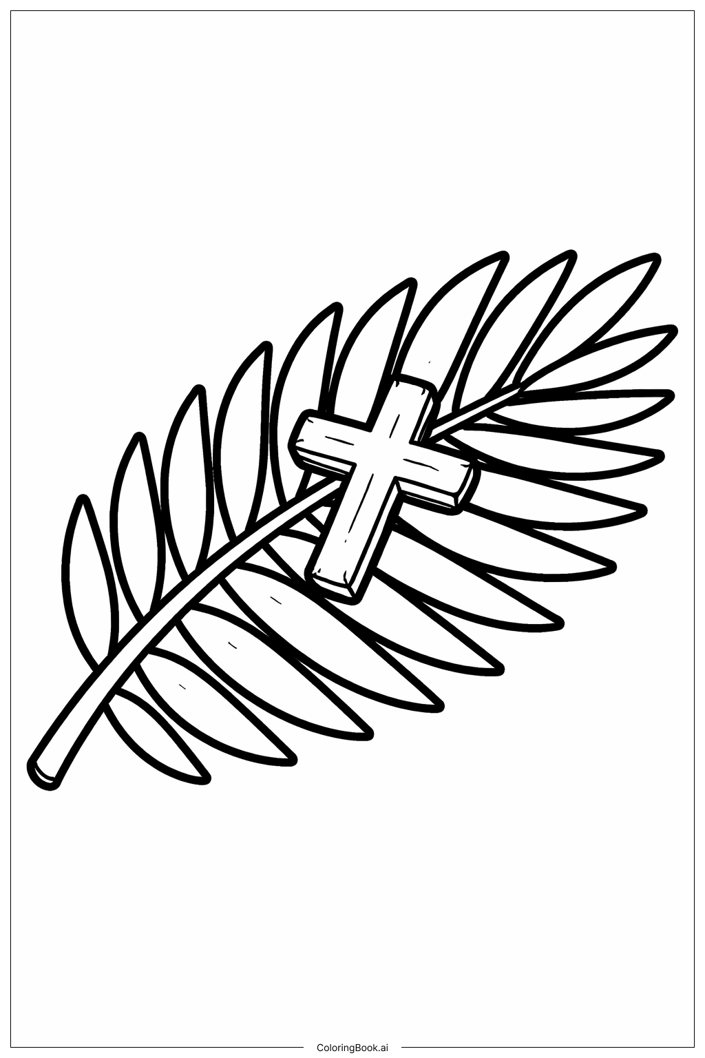  圣灰星期三简单棕榈灰填色页 